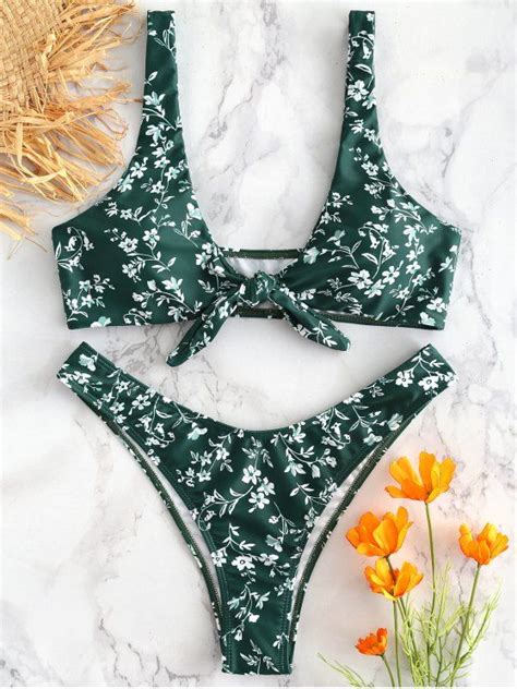 35 OFF 2021 Tiny Floral Knotted Low Rise Bikini Swimsuit In MEDIUM