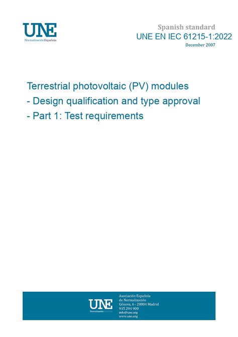 Une En Iec Terrestrial Photovoltaic Pv Modules Design