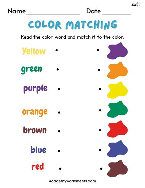 Top Free Kindergarten Matching Worksheets Color Numbers Academy