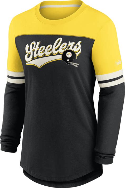 Nike Women S Dri Fit Retro Script Nfl Pittsburgh Steelers Long Sleeve T Shirt In Black