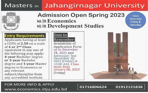 Jahangirnagar University Masters Admission Circular 2023