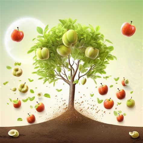 Premium Photo Apple Tree Life Cycle Background With Fertilization Realistic Vector Illustration