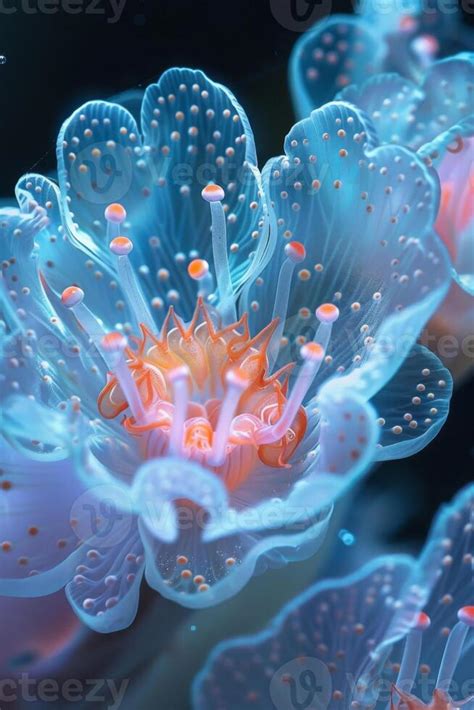 translucent sea creature  intricate details  stock photo