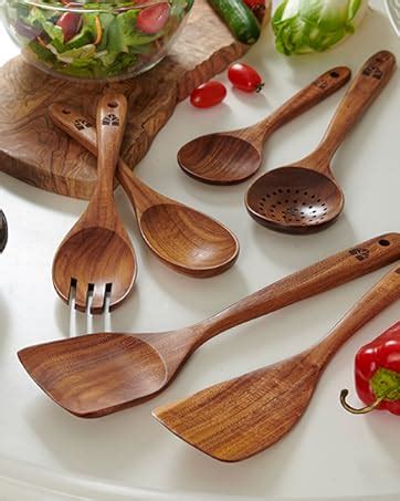 Set Utensili Cucina Legno Mestoli In Legno Schiumarola Wok Attrezzi