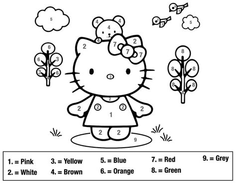 Free Hello Kitty color by number - Download, Print Now!