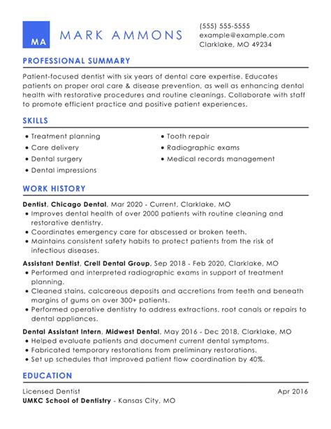 Best Dentist Resume Examples To Use In 2024