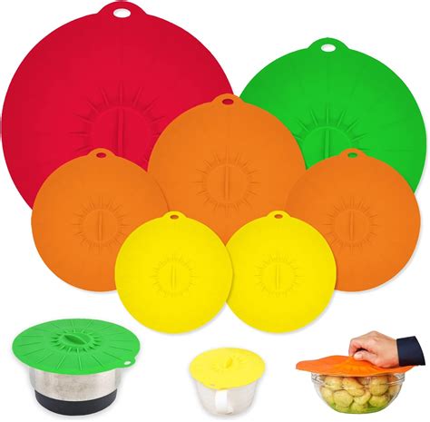 Silicone Bowl Lids Red Set Of 5 Reusable Suction Seal