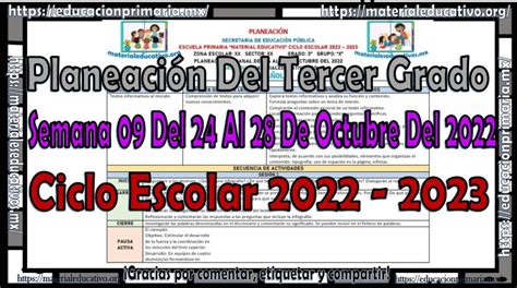 Planeaci N Del Tercer Grado De Primaria De La Semana Del Al De