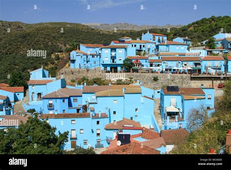 The Blue Walled Village Of Juzcar Malaga Spain Stock Photo Alamy