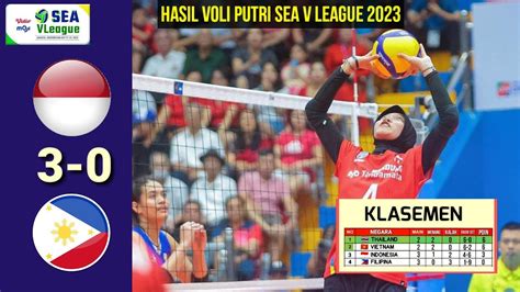 Hasil Sea V League 2023 Putri Hari Ini Indonesia Vs Filipina Klasemen