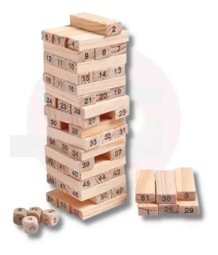 Torre Jenga Madera Bloques Dados Juego Familiar Y Amigo Cuotas