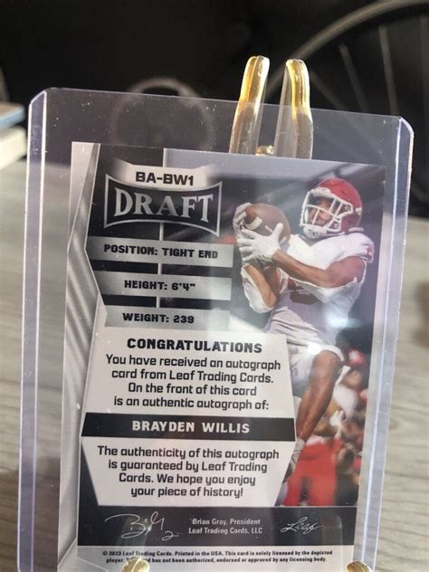 2023 LEAF DRAFT WHITE ROOKIE RC AUTO AUTOGRAPH BRAYDEN WILLIS 49ERS BA