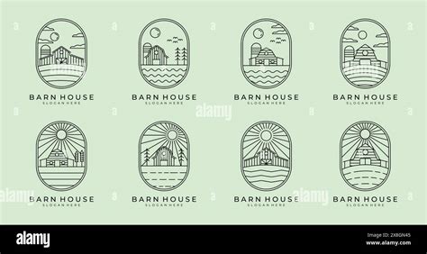 Set Bundle Cabin Cottage Logo Vector Illustration Design Line Art