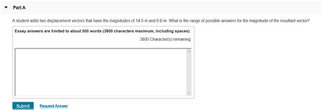 Solved Part A A Student Adds Two Displacement Vectors That Chegg