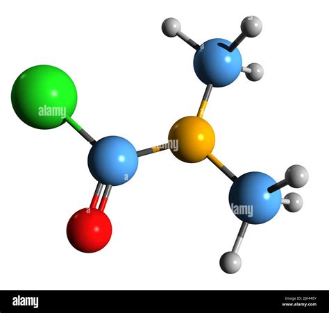 3D imagen del cloruro de dimetilcarbamoil fórmula esquelética