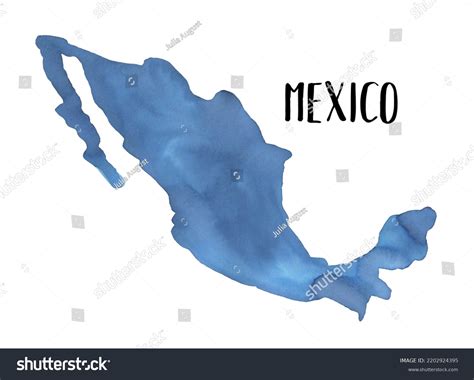 Watercolour Illustration Mexico Map Shape Sky Stock Illustration ...