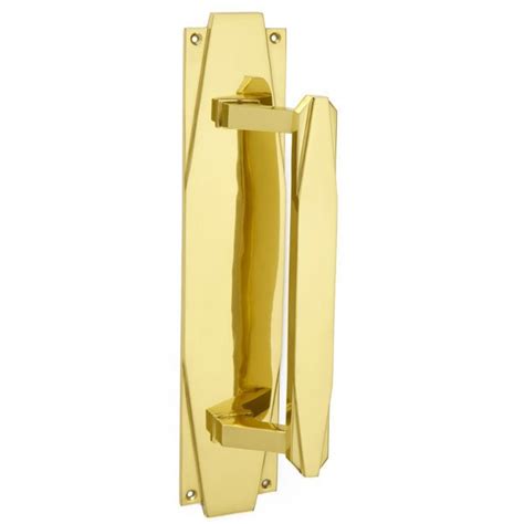 Art Deco Pull Handle 305mm Polished Brassa Unlacquered Broughtons Lighting And Ironmongery