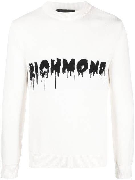 John Richmond Intarsia Knit Logo Jumper Farfetch