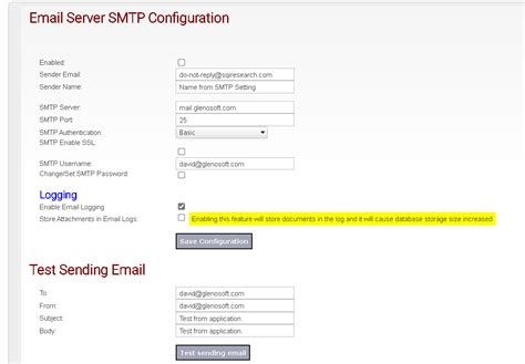 email server smtp setting