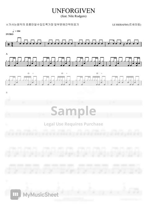 LE SSERAFIM 르세라핌 UNFORGIVEN feat Nile Rodgers 악보 by COPYDRUM