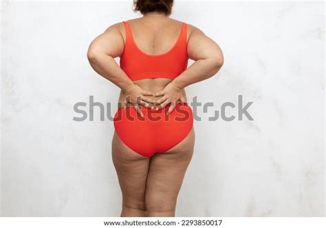 Naked Overweight Woman Touch Back Hands Stock Photo 2293850017