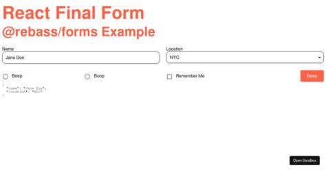 React Final Form Rebass Forms Example Codesandbox