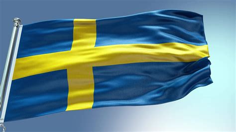 4k render Sweden Flag video waving in wind Sweden Flag Wave Loop waving ...