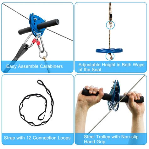 Joymor Ft Zipline Kit Backyard Zip Line With Detachable Trolley