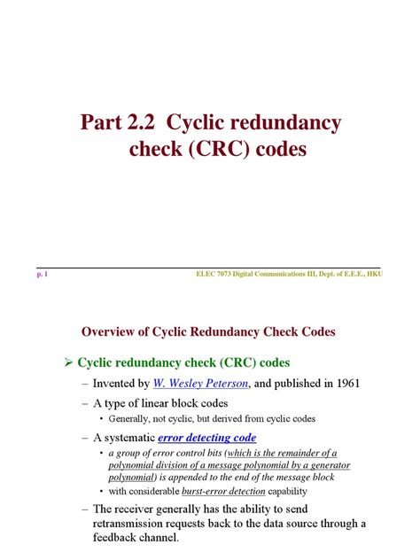 Cyclic Redundancy Check Crc Error Detection And Correction Abstract Algebra