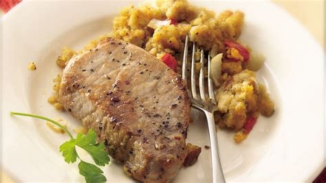 Slow Cooker Pork Chops With Cheesy Corn Bread Stuffing Recipe From Betty Crocker