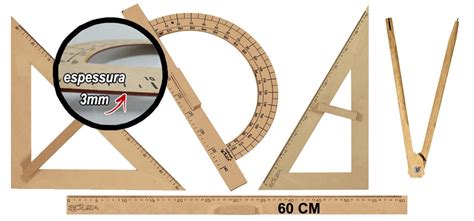 Kit Geom Trico Do Professor Mdf R Gua Cm Compasso Para Giz