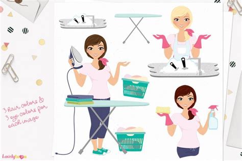 Woman Chores Character Clip Art L189 Georgia 44120 Characters Design Bundles Clip Art