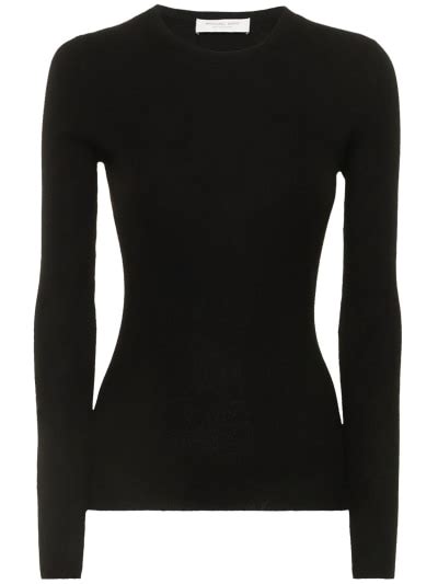 Cashmere Ribbed Knit Crewneck Top Michael Kors Collection Women