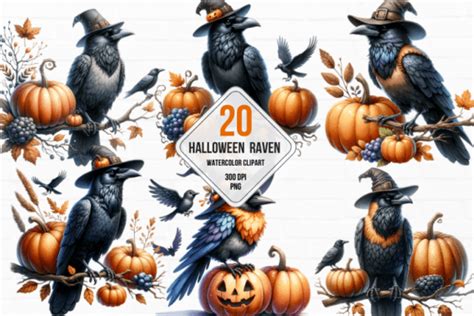 Watercolor Halloween Raven Clipart Graphic by MariShop99 · Creative Fabrica