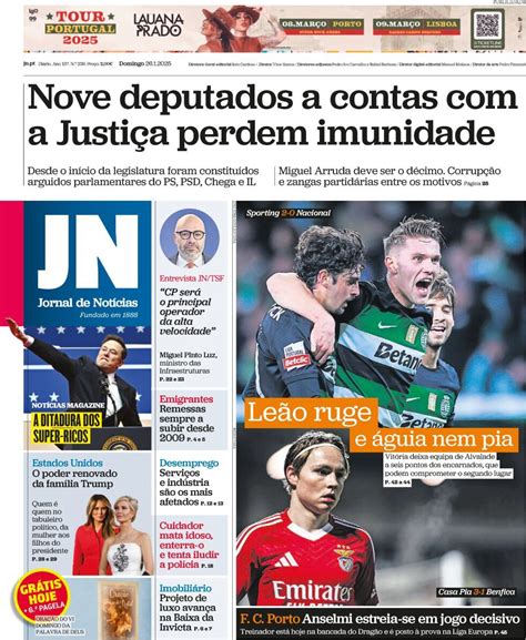 Onde As Notícias Escritas Costumam Ser Publicadas - Capa Jornal de Notícias - 26 janeiro 2025 - capasjornais.pt