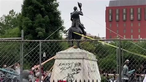 Video Protesters try to topple Andrew Jackson statue near White House ...