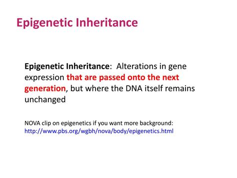 PPT - The role of Epigenetic Inheritance PowerPoint Presentation, free ...