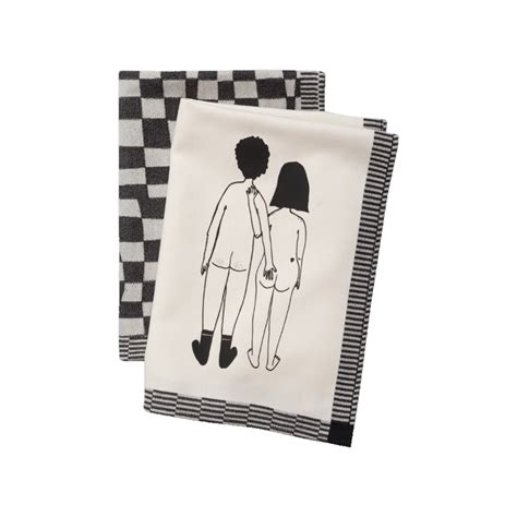 Naked Couple Back Theedoeken Set Gouts Et Couleurs