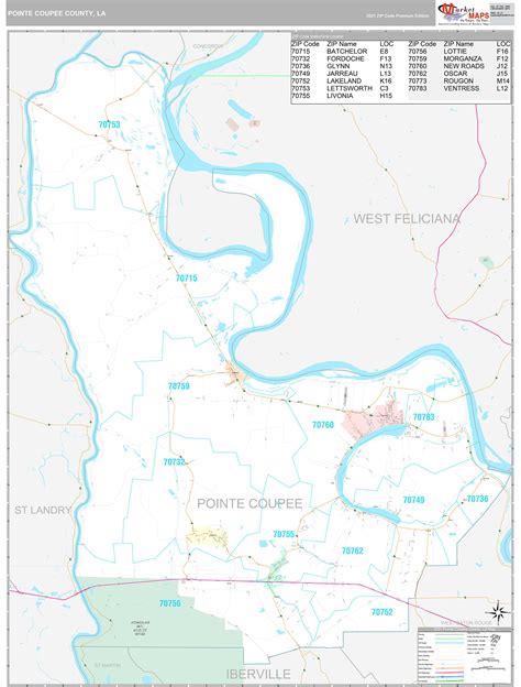 Pointe Coupee County La Wall Map Premium Style By Marketmaps Mapsales