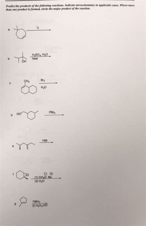 OneClass Predict The Products Of The Following Reactions Indicate