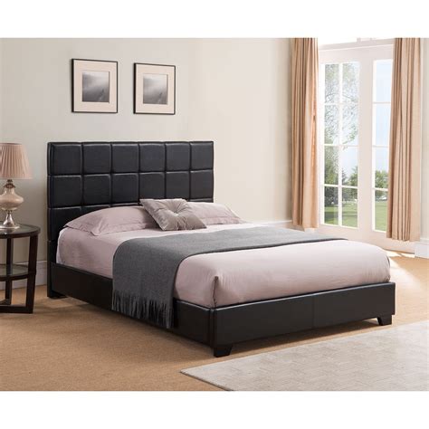 Kenville King Size Black Leather Platform Bed With Images Black