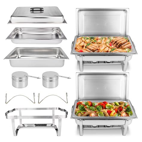 Buy Chafing Dish 2 Pack 9 Qt Stainless Steel Full Size Buffet Set