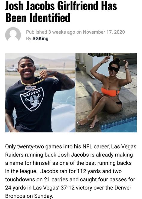 NFL Raiders star Josh Jacobs girlfriend finally identified as Alexandra ...