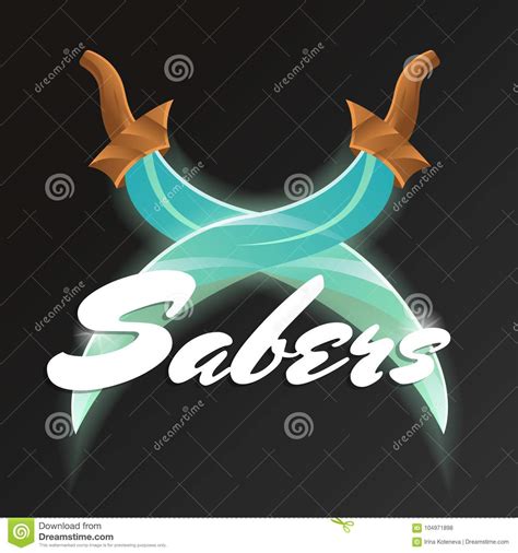 Sabers Crossed Pirate Sword Sign Isolated Vector Illustration