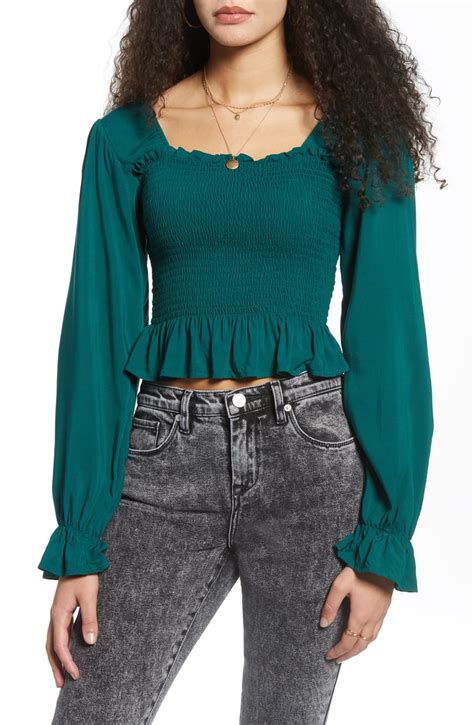 Bp Smocked Peplum Crop Top Nordstrom Peplum Crop Top Tops Crop Tops