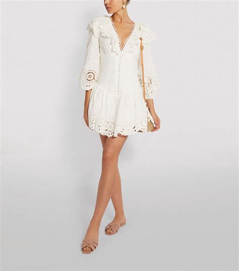 Womens Zimmermann Ivory Bellitude Scalloped Dress Harrods Us