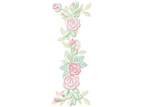 Delicate Roses Floral letter I garden flag monogram flowers flower flowered Font machine ...