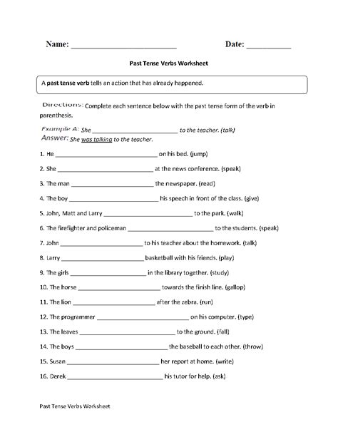 Tenses Of Verbs Worksheets Grade 5