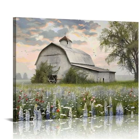 PIKWEEK Farmhouse Wall Decor Art Farmhouse Barn Canvas Wall Art