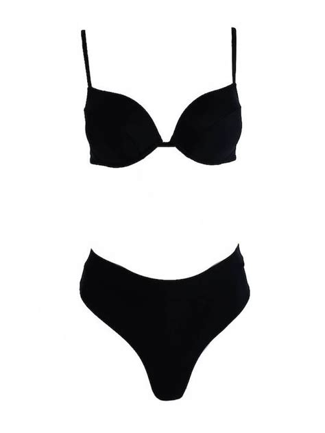 Famous Shoes Set Bikini Μπουστάκι Ψηλόμεσο Μαύρο CP20284P BLACK